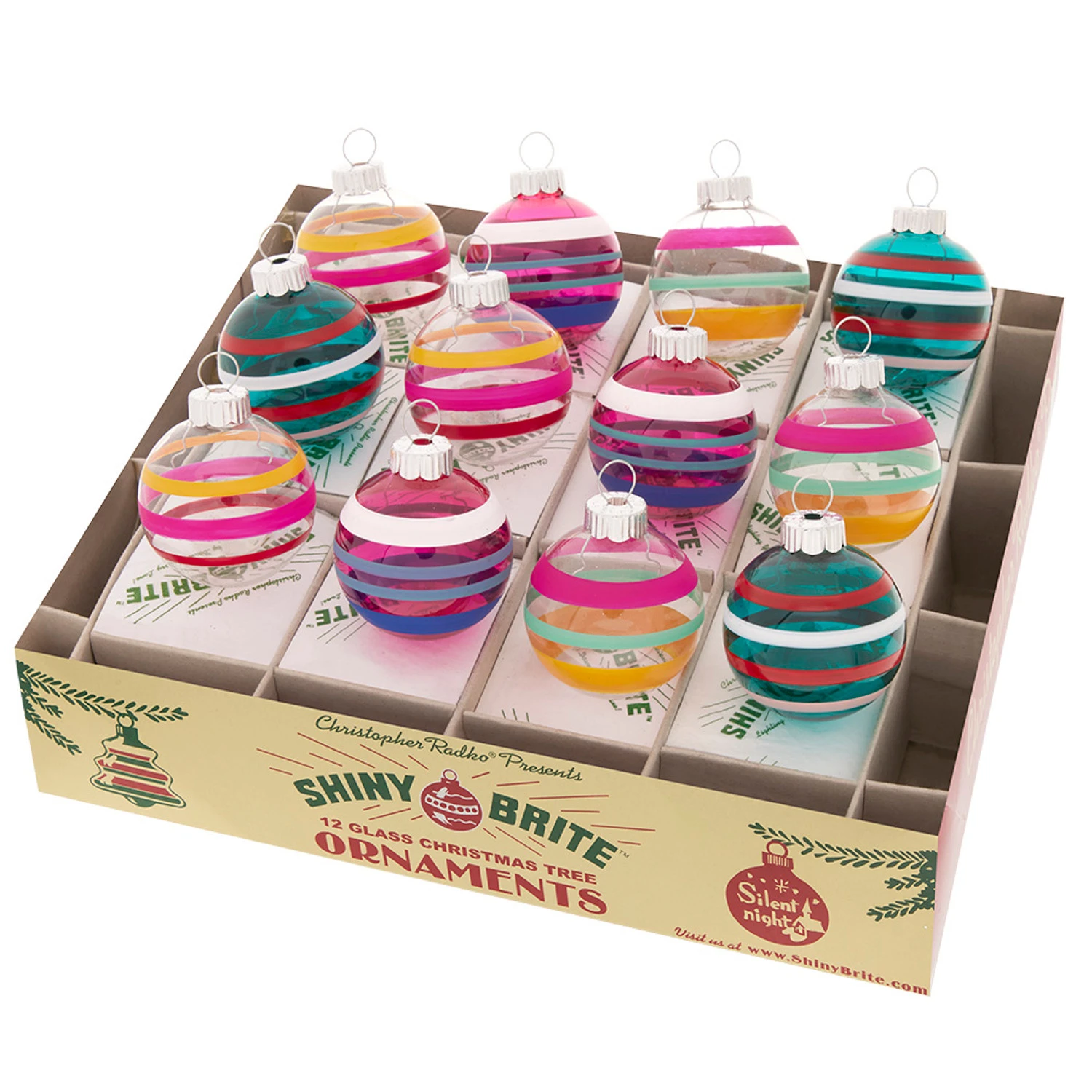 Christopher Radko Shiny Brite Vivid Vintage 1.75" Decorated Rounds Christmas Ornaments 4028183 1 Christopher Radko Shiny Brite Vivid Vintage 1.75" Decorated Rounds Christmas Ornaments 4028183