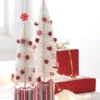 Raz Set Of 2 White Peppermint Bottle Brush Tree On Presents Christmas Figure 4215546