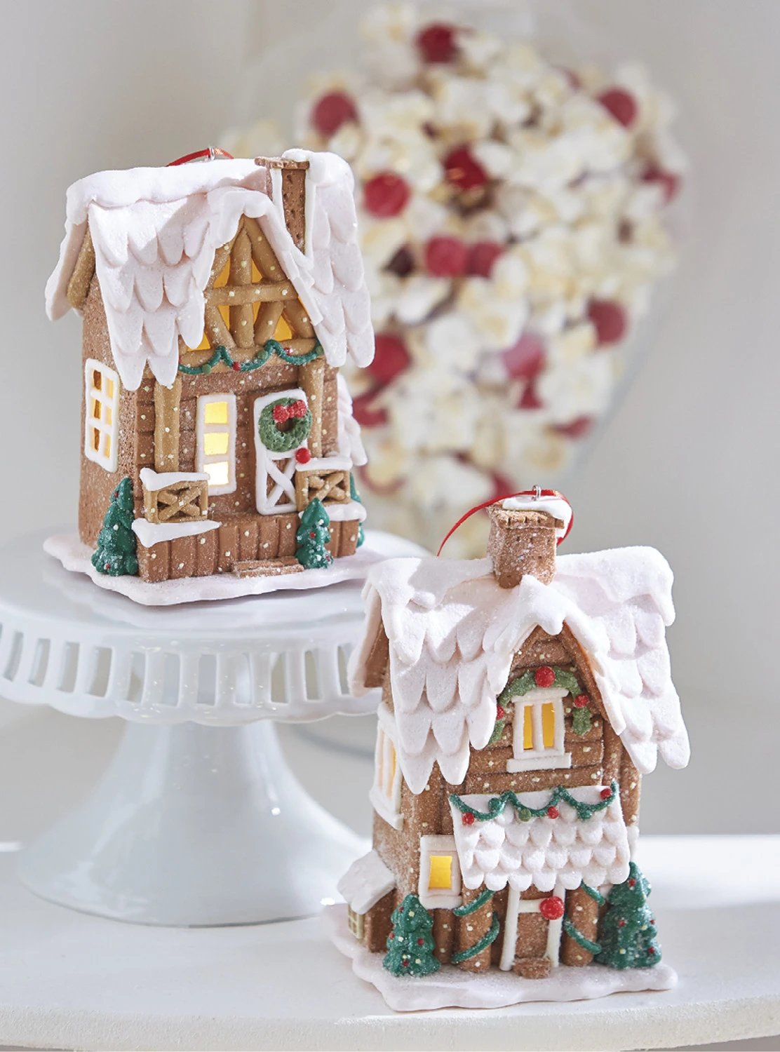 Raz 6.5" Lighted Gingerbread Pretzel House Christmas Ornament 4216269 1 Raz 6.5" Lighted Gingerbread Pretzel House Christmas Ornament 4216269