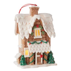 Raz 6.5" Lighted Gingerbread Pretzel House Christmas Ornament 4216269 6 Raz 6.5" Lighted Gingerbread Pretzel House Christmas Ornament 4216269 -Online Christmas Decoration 4216269a 80924.1648757005