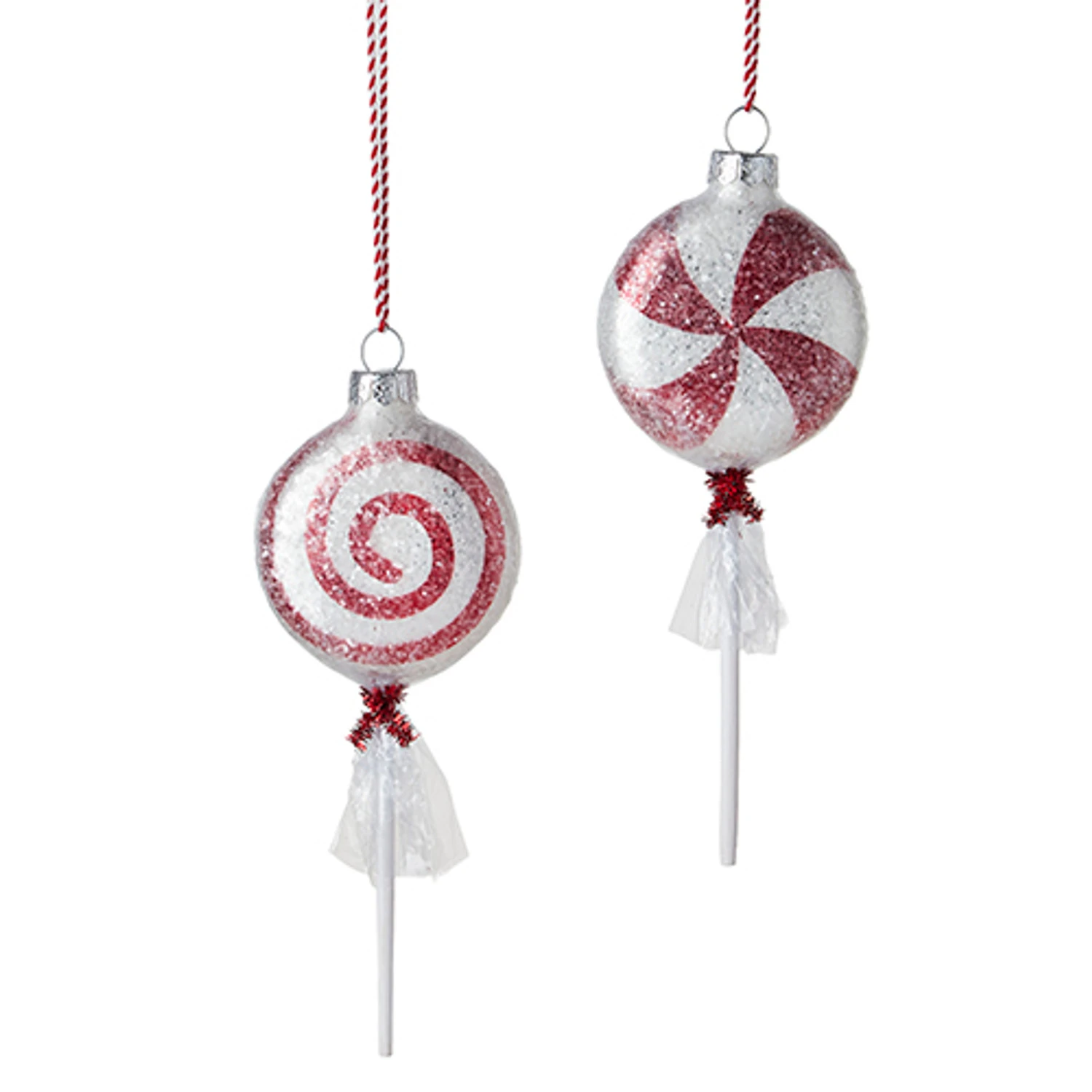 Raz 7.5" Wrapped Peppermint Lollipop Glass Christmas Ornament 4220863 1 Raz 7.5" Wrapped Peppermint Lollipop Glass Christmas Ornament 4220863