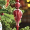 Raz 11.5" Large Red Ribbed Finial Glass Christmas Ornament 4222920
