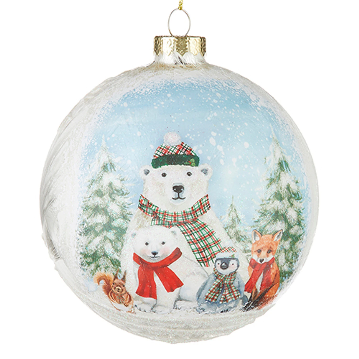 Raz 4.5" North Pole Friends Glass Ball Christmas Ornament 4224586 2 Raz 4.5" North Pole Friends Glass Ball Christmas Ornament 4224586 - Image 2