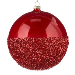 Raz 6" Half Glittered Red Glass Ball Christmas Ornament 4224608 -Online Christmas Decoration 4224608 1 13672.1649774488