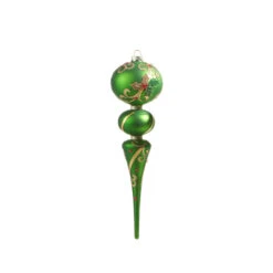 Raz 11.5" Large Green Holly Leaf Finial Glass Christmas Ornament 4322909 -Online Christmas Decoration 4322909a 64031.1684416281
