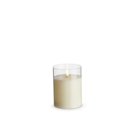 Uyuni 3.5" X 4",5", Or 6" Moving Flame Clear Glass Ivory Pillar Battery Candle -Online Christmas Decoration 4324026 90693.1686849992