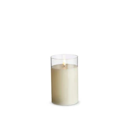Uyuni 3.5" X 4",5", Or 6" Moving Flame Clear Glass Ivory Pillar Battery Candle -Online Christmas Decoration 4324027 26881.1686849989