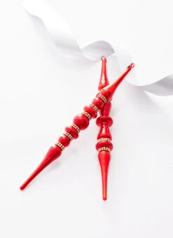 Raz 12" Large Red Jeweled Glass Finial Christmas Ornament 4324533