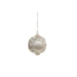 Raz 4" Silver Or Ivory Jewel And Wrapped Thread Ball Christmas Ornament 4327325 -Online Christmas Decoration 4327325a 84065.1685026683