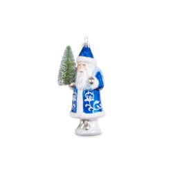Raz 5.5" Delft Santa With Tree Glass Christmas Ornament 4352893 -Online Christmas Decoration 4352893a 34241.1685539521