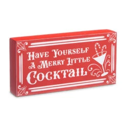 Raz Red High Shine Block Christmas Cocktail Sign -Online Christmas Decoration 4359005 97500.1685648389