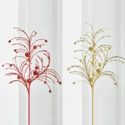 Raz 42" Red Or Gold Glittered Ball Christmas Spray