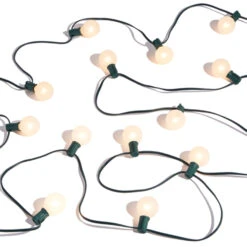 Raz 14' Connectable Matte White Globe Lights On A Green Wire L4337007