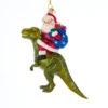 Kurt Adler 5.25" Noble Gems Santa On Dinosaur Glass Christmas Ornament NBX0064