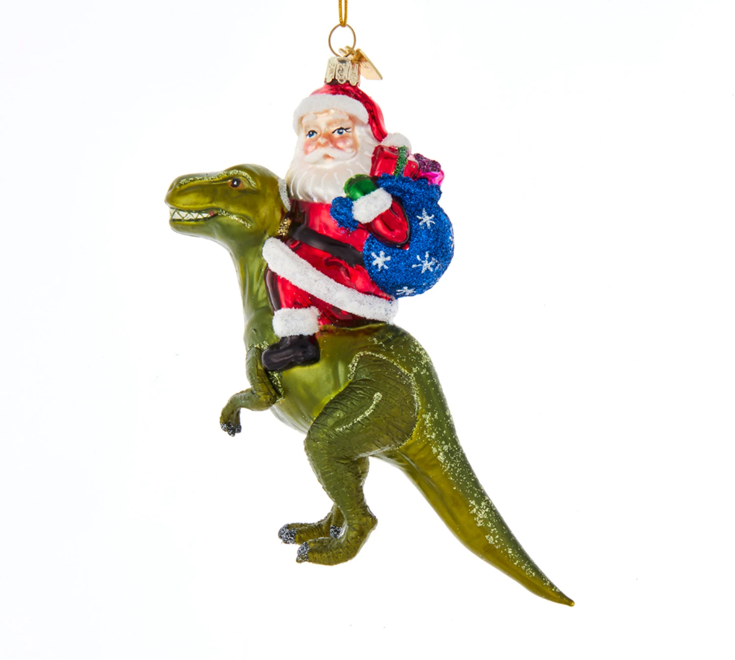 Kurt Adler 5.25" Noble Gems Santa On Dinosaur Glass Christmas Ornament NBX0064 1 Kurt Adler 5.25" Noble Gems Santa On Dinosaur Glass Christmas Ornament NBX0064