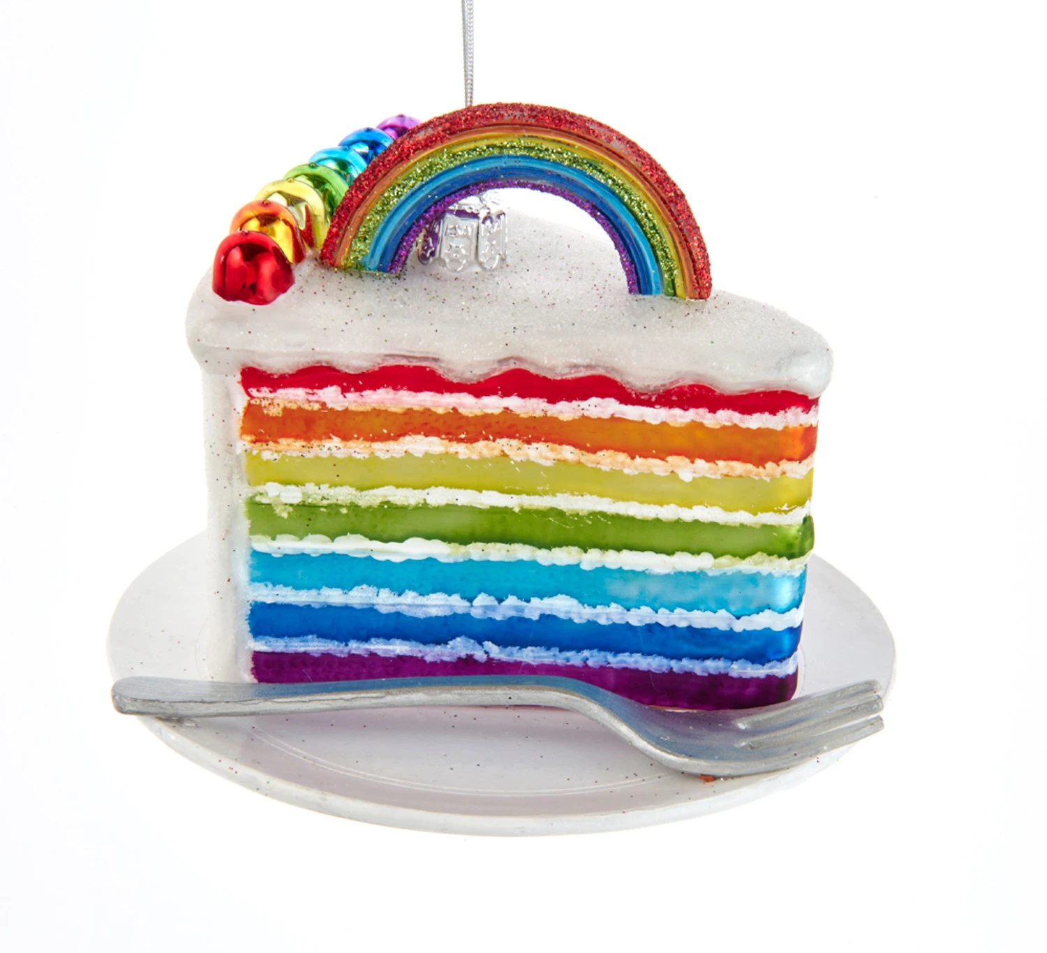 Kurt Adler 4.5" Noble Gems Rainbow Cake Slice Glass Christmas Ornament NBX0071 1 Kurt Adler 4.5" Noble Gems Rainbow Cake Slice Glass Christmas Ornament NBX0071