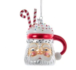 Kurt Adler 5" Noble Gems Santa Cocoa Mug Glass Christmas Ornament NBX0079