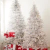 Raz 7.5' Or 9' Silver Tinsel Christmas Tree With Forever Lit Clear Lights