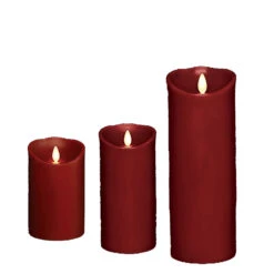Liown 3.5" X 5", 7", Or 9" Moving Flame Burgundy Red-Cinnamon Scented Pillar Battery Candle -Online Christmas Decoration api0ejczh 32935.1646091945