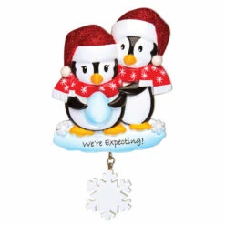 "We're Expecting" Penguin Couples Personalized Christmas Ornament -Online Christmas Decoration api4nn8iv 90632.1646091872