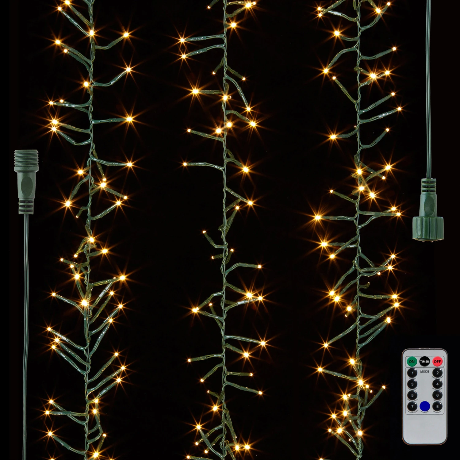 Raz 49.5' Connectable Compact Cluster Garland Green Wire With White Lights L4137019 1 Raz 49.5' Connectable Compact Cluster Garland Green Wire With White Lights L4137019