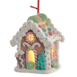 Kurt Adler 3.75" LED Lighted Claydough Candy Gingerbread House Christmas Ornament D4043 -Online Christmas Decoration apimrpua9 26404.1646091926