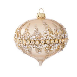 Raz 6" Gold Beaded Glass Christmas Ornament 4022874 -Online Christmas Decoration apio92cyc 30977.1646091885