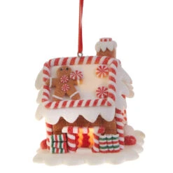Raz 3.25" LED Lighted Claydough Gingerbread House Christmas Ornament 3815534 -Online Christmas Decoration apit7wwoo 16935.1646091908
