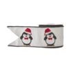 Raz 4" Penguin Embroidered Wired Christmas Ribbon R4171870