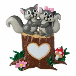 Squirrel Couple On Tree Trunk With Heart Personalized Christmas Ornament OR1890-SQ -Online Christmas Decoration apiutkmwl 17748.1646091871