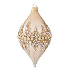 Raz 6" Gold Beaded Glass Christmas Ornament 4022874 -Online Christmas Decoration apiwuqrlu 78287.1646091883