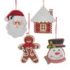 Kurt Adler 4.85" Set Of 4 Claydough Cookie Christmas Ornament D4156