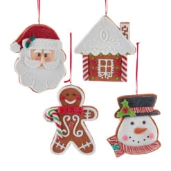 Kurt Adler 4.85" Set Of 4 Claydough Cookie Christmas Ornament D4156