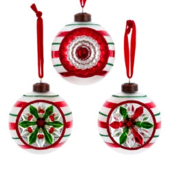 Kurt Adler 3" The Early Years Glass Reflector Vintage Inspired Christmas Ornament Set GG1500