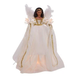 Kurt Adler 12" UL 10-Light African American Ivory And Gold Christmas Tree Topper UL2230